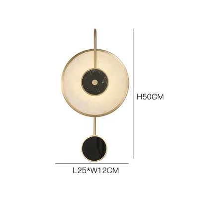 Nordic postmodern hotel marble wall lamp background wall clock pendulum living room bedside study decorative wall light