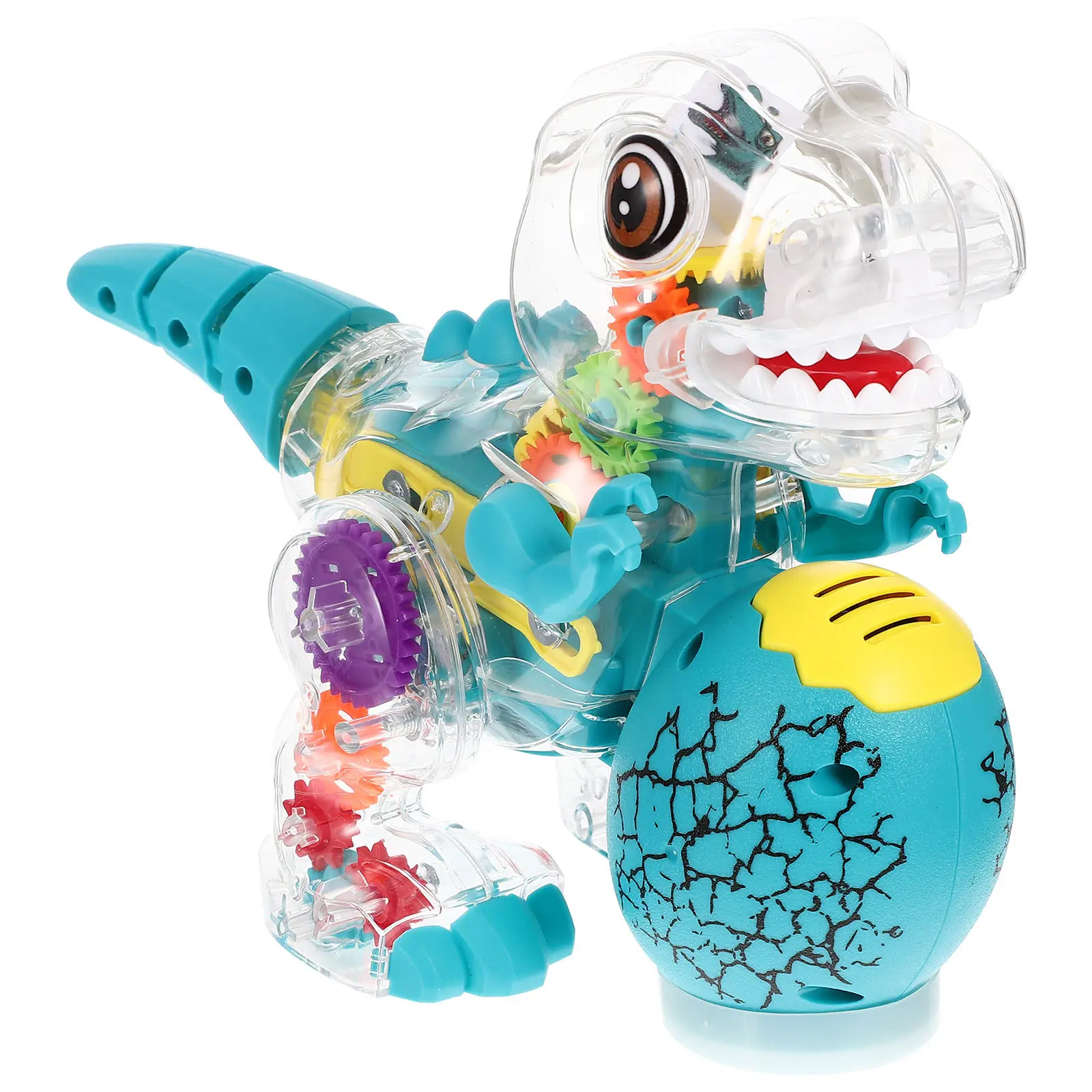 

Electric Transparent Gear Dinosaur Simulated Animal Walking Music Light Educational Kids Birthday Gift Decoration