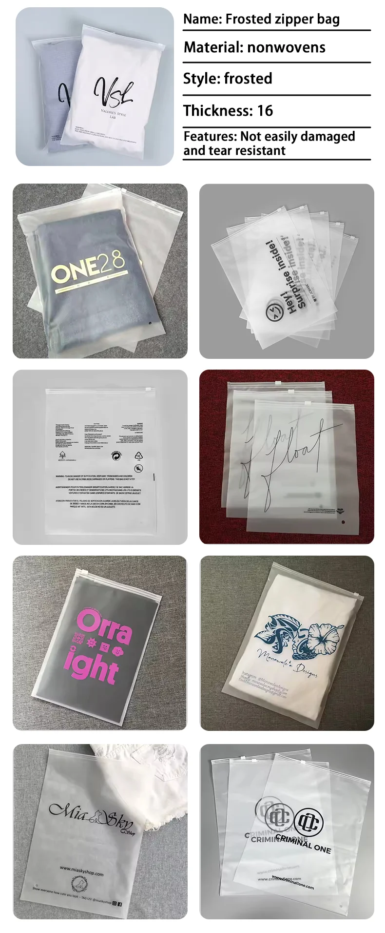 Mattierter Reißverschlussbeutel mit individuellem Logodruck, Unterwäsche-Verpackungsbeutel, wiederverwendbarer Reisebeutel, verdickter selbstverschließender Beutel, Party-Geschenkbeutel – Detail 3