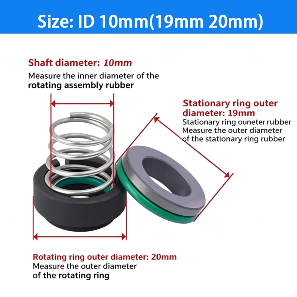 M3N Mechanical Seal ID10-25mm Simulator Shaft Seal Fluorine Rubber+Silicon Carbide Sealing Ring,DIY Industrial Fasteners