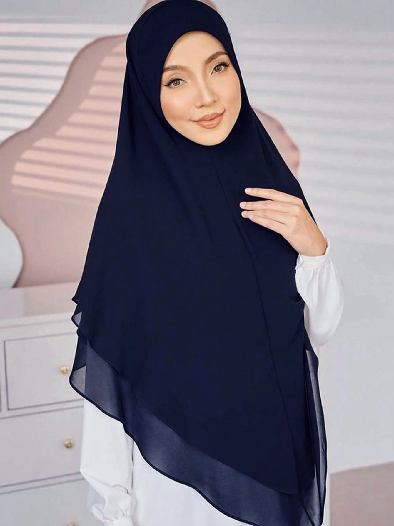 1pc Double layered Big size abaya Hijabs Women Chiffon Instant Hijab Scarf Reacy to wear