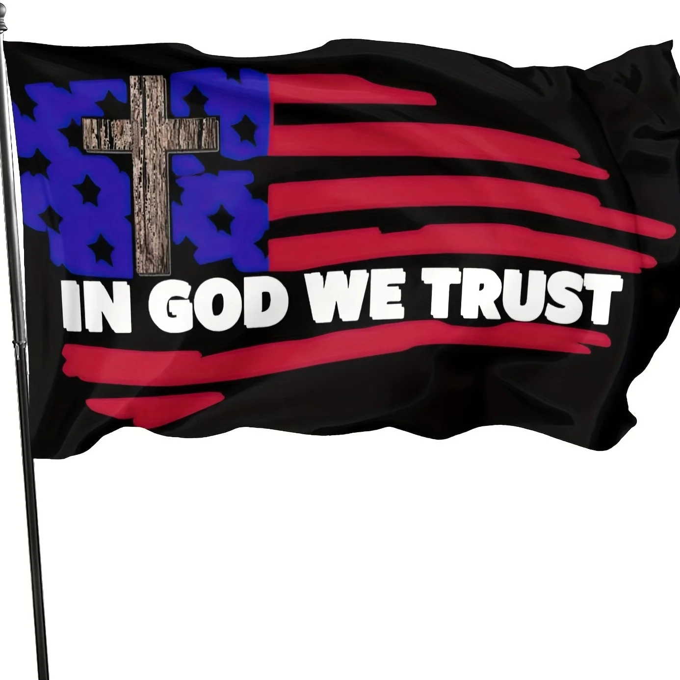 In God We Trust Cross American Flag Outdoor Garden Yard Banner Polyester Flag