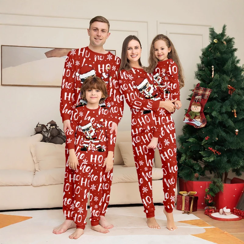 

Christmas Family Matching Outfits Father Mother Girl Baby Tops+Pants Set 2 Pieces Sleepwear Baby Romper Xmas Family Look Pyjamas
