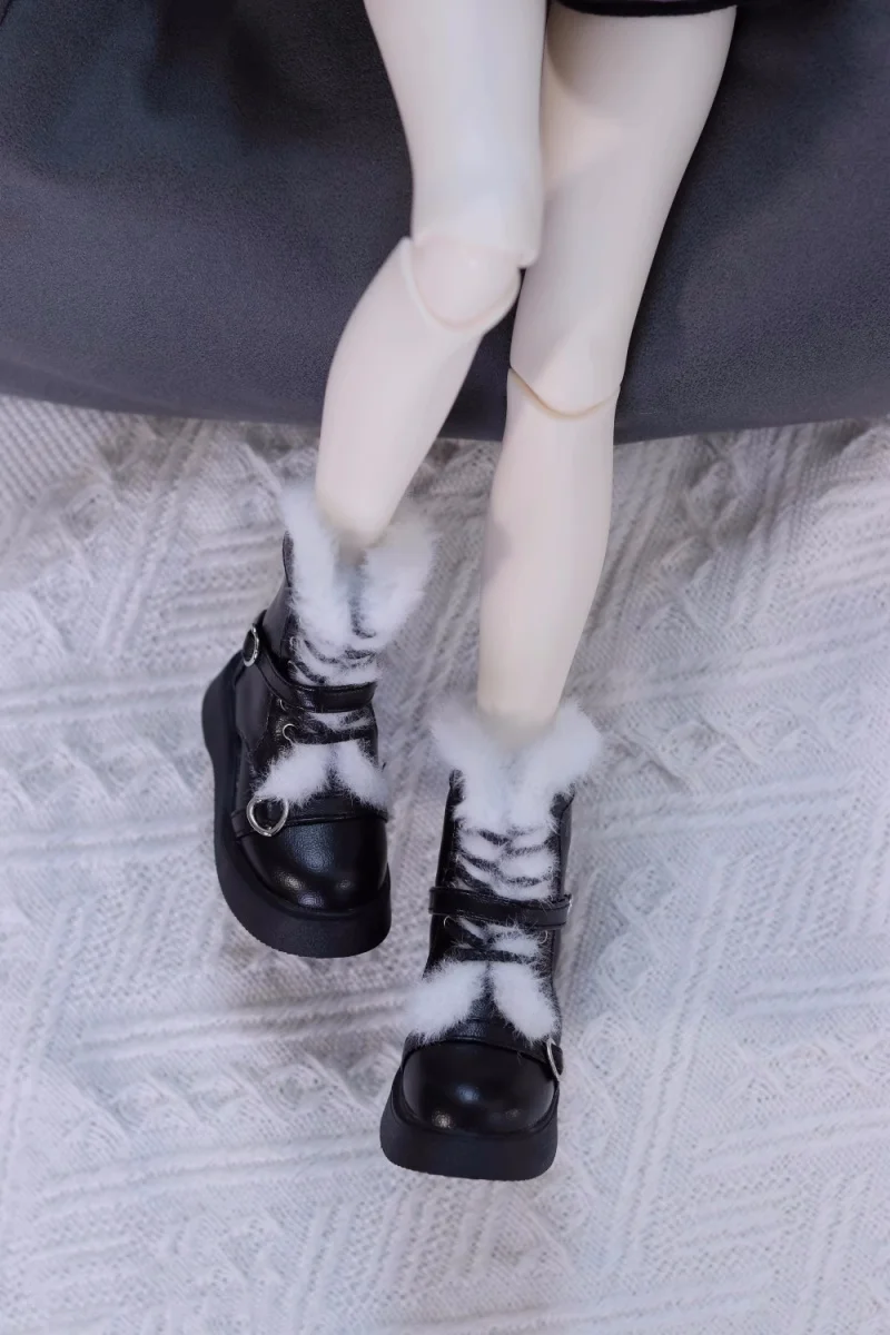 BJD doll shoes suitable for 1/4 size round head love binding furry boots 2 color doll accessories