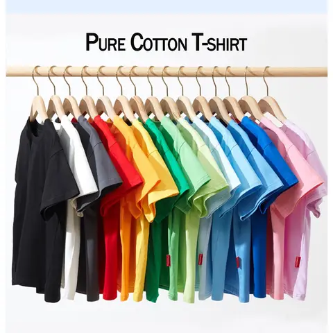 Children's Pure Cotton Short-Sleeved Solid Color Sports Casual Round-Neck T-Shirt Summer Breathable Soft Kid's Basic Top