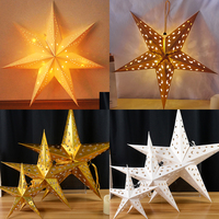 30-60cm Hollow Star Moon Lights Hanging Pendants Eid Mubarak Decoration For Home Stars Paper Lampshade Lamp Wedding Party Decor