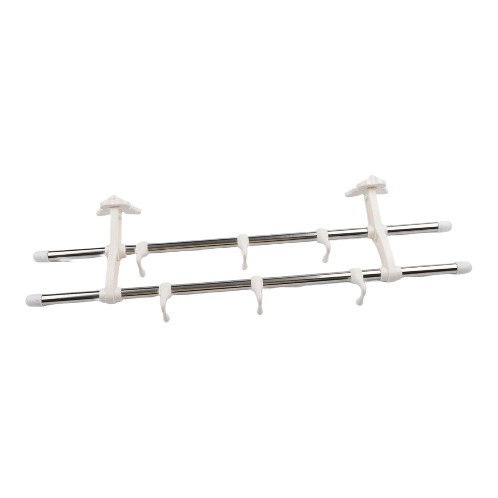 Radiation Safe Double Pole Towel Rail with 6 Hooks for Radiator Mounting Stainless Steel Construction Holds Up to 40 kg Weight
