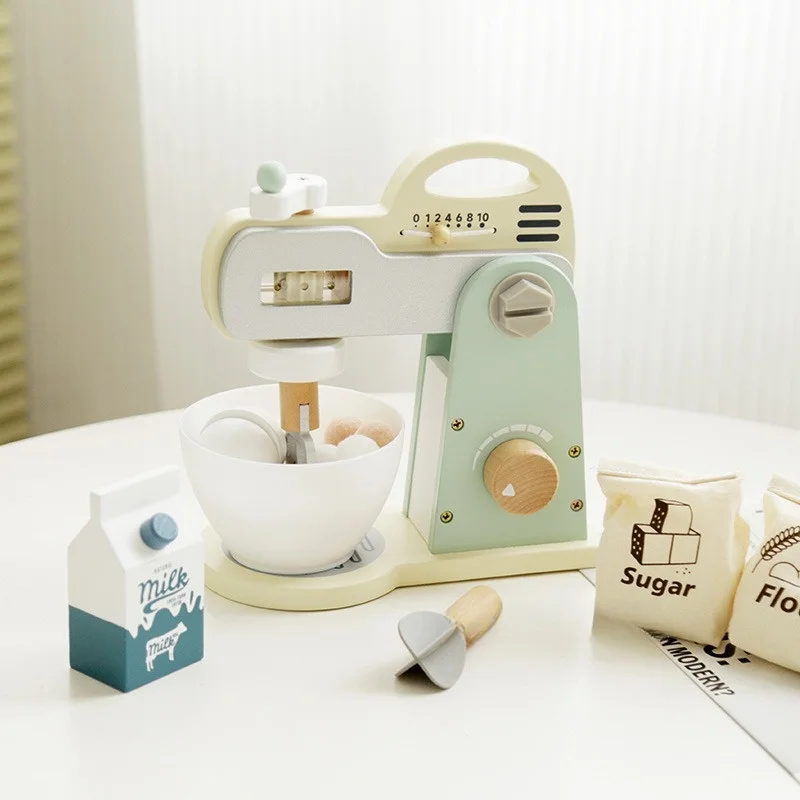 Drewniana kuchnia Udawaj zabawkę Symulacja Drewniany mikser do żywności Akcesoria kuchenne Udawaj jedzenie Wczesna nauka Edukacyjna