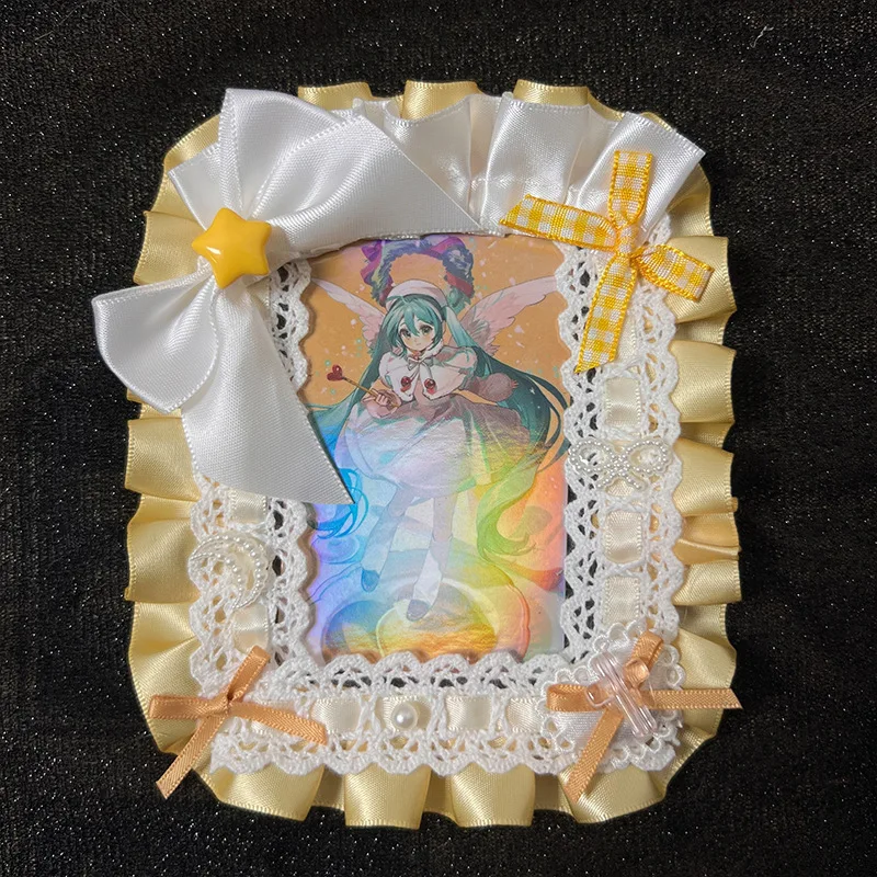 Lolita Maid Lace Handmade ID Card Holder Cute Badge Reel for Girls Kawaii Card Case with Lanyard