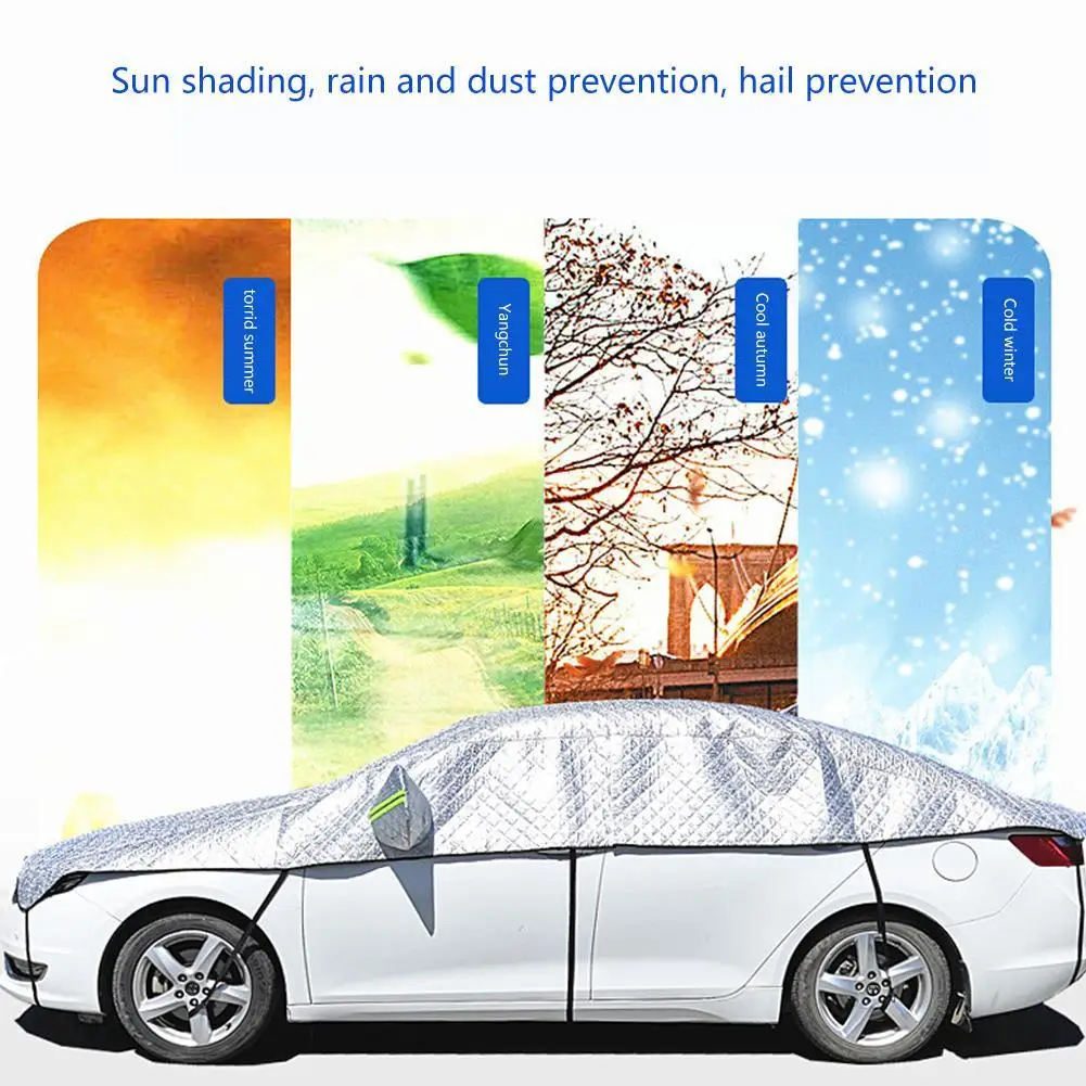 Universal Half Car Cover Sunshade Cover Outdoor Sun Auto Film Aluminum Hatchback Waterproof For Sedan SUV Reflection Cover R8B0 