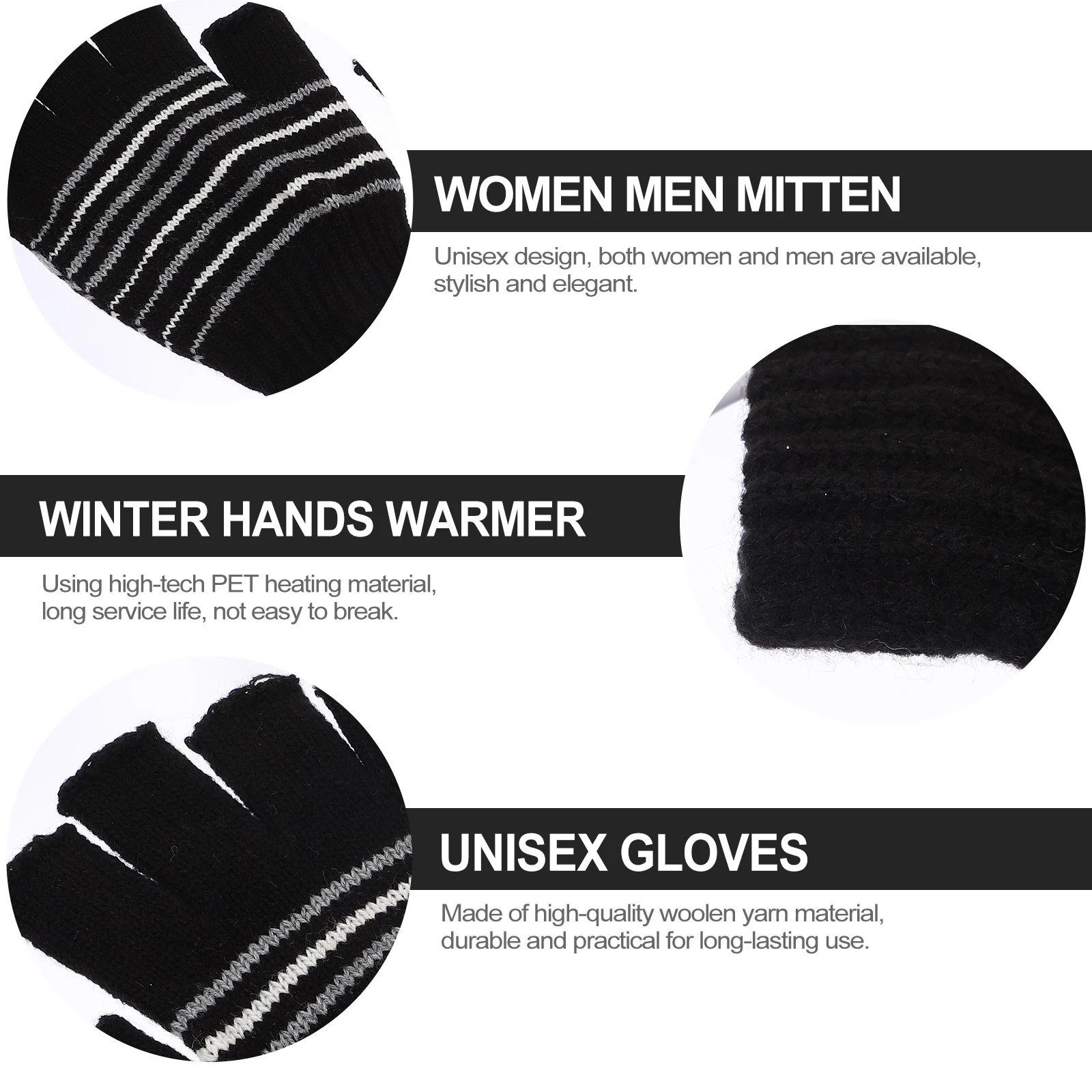 

1 Pair Usb Heated Mittens Half Finger Warm Knitting Gloves Thermal Woolen Yarn Hand Warmers For Men Women Unisex
