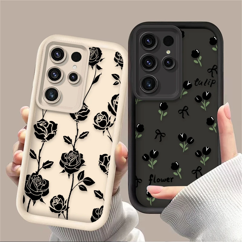 Flower Soft Silicone Phone Case for Samsung Galaxy S24 Ultra S23 FE S22 S21 Plus FE A54 A34 A14 A73 A53 A33 5G Back Cover Funda