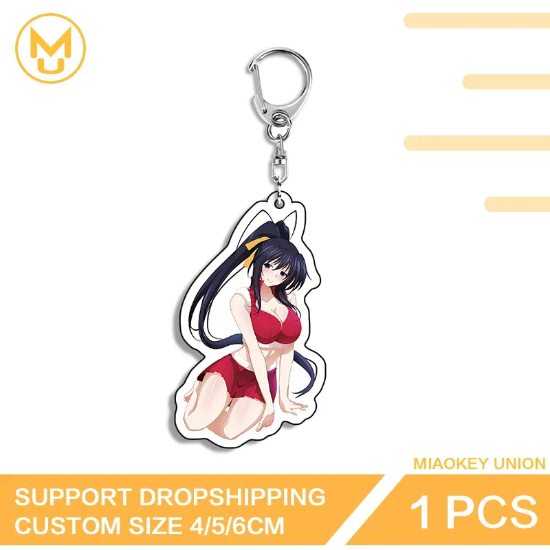 Himejima Akeno Transparenter Doppelseitiger Schlüsselanhänger Verführerische Kniehaltung Anime-Zubehör Leichtgewichtige Geschenke Produktdekorationen
