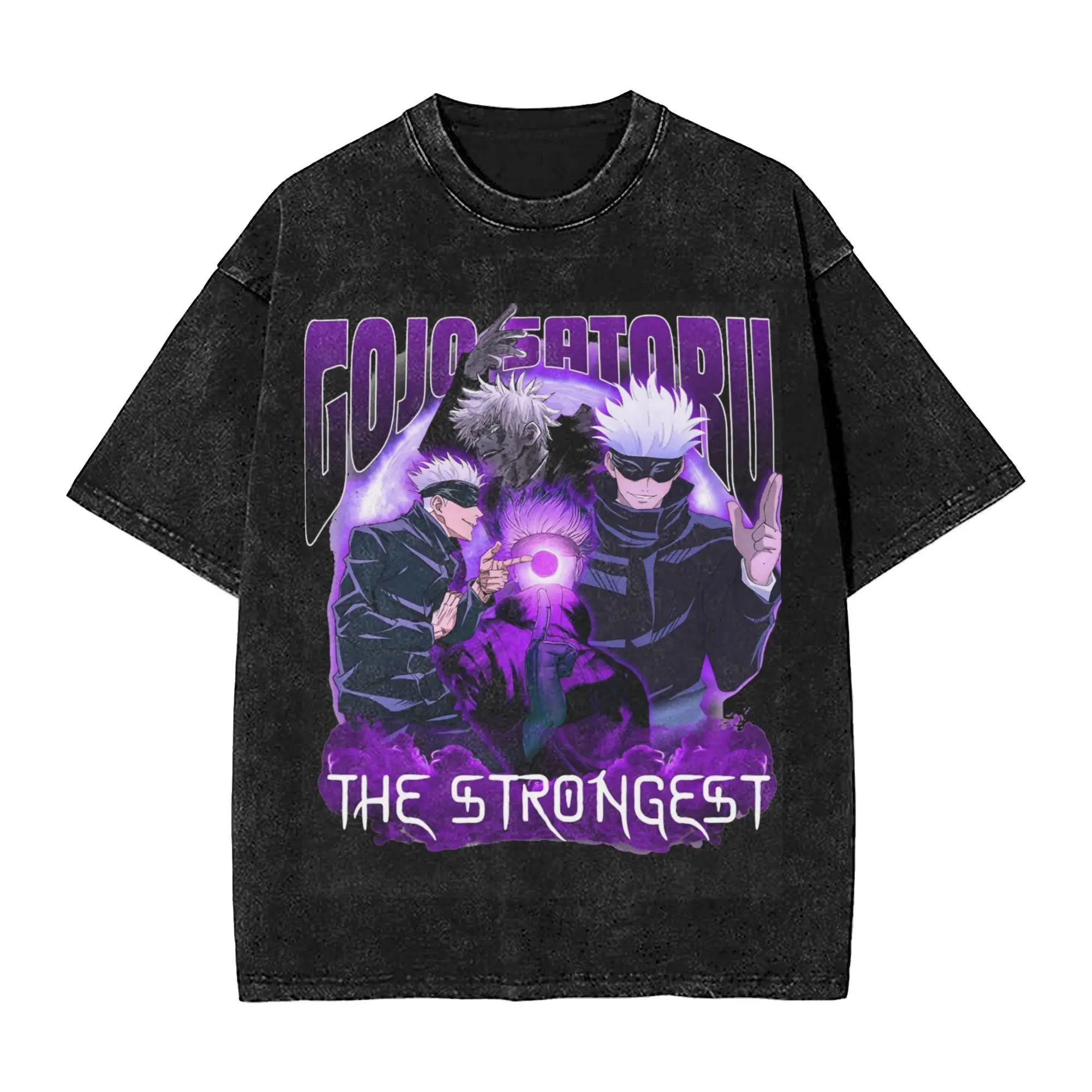 

Oversize Retro Gojo Satoro THE STRONGEST Bootleg Merch T Shirt for Men Women Anime Cotton Washed Tee Shirts Clothes
