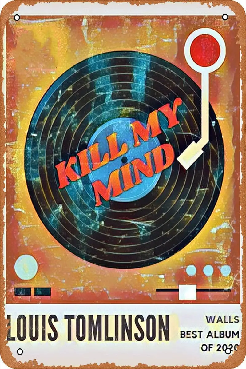 Póster de Louis Tomlinson Kill My Mind, cartel de metal de estilo vintage, placa decorativa para pared