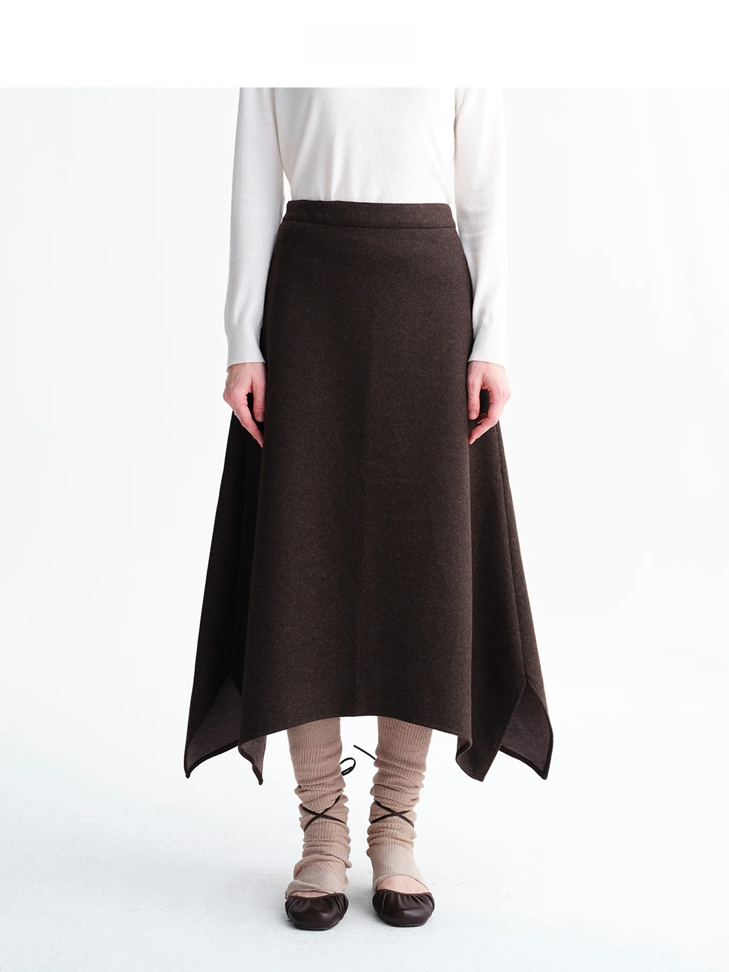 

Осенне-зимняя вязаная юбка А-силуэта с асимметричным подолом, из смесовой шерсти, повседневная, со средней талией, из смесовой ткани полиэстер-вискоза, юбка-трапеция