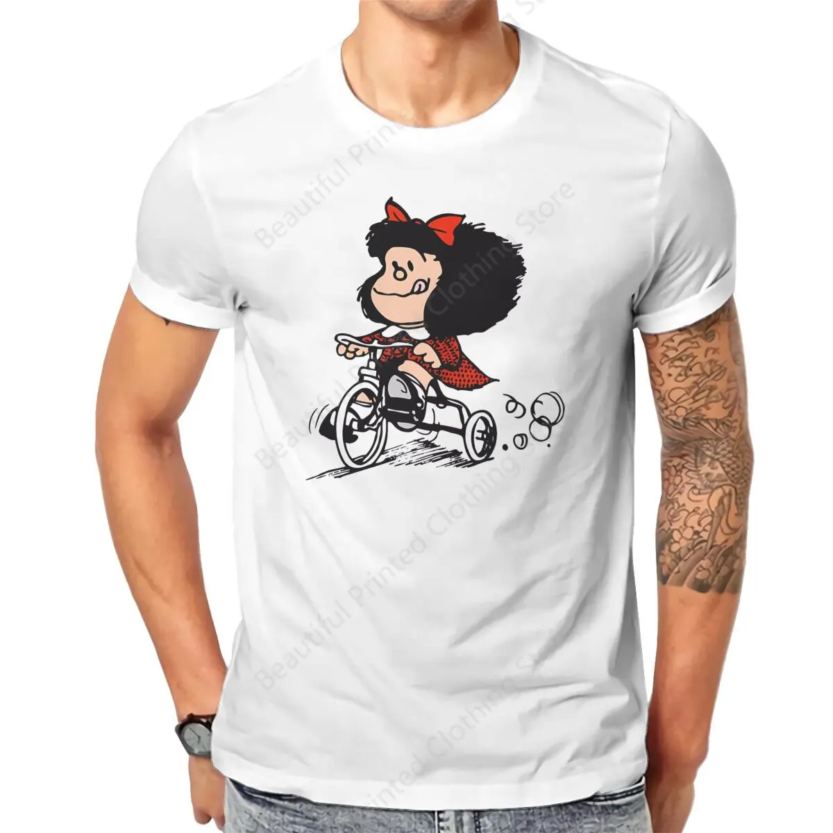 100% Cotton Mafalda T-shirt Como siempre Print Breathable Men's Women's T-Shirts Street Short Sleeve Trend Fun Versatile