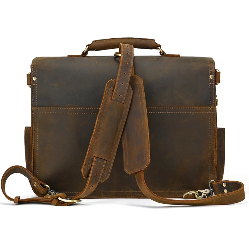 Large Retro Backpack Multifunctional Fashion Briefcase Simple and Versatile Men's Leather Handbag Backpack Cowhide Messenger Bag