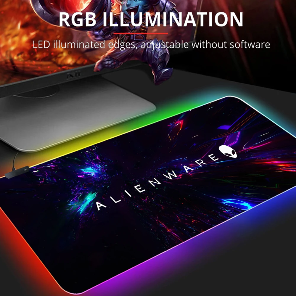 

RGB Alienware Gaming Mouse Pad XXL Large PC Gamer Keyboard Desk Mat 900x400 LED Computer Accessories Tapis De Souris Mousepad