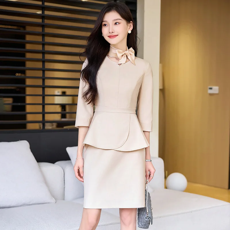 Spring Summer Elegant 2 Piece Set with Tops and Skirt Women Office Work Wear Professional Business Career Interview Outfits