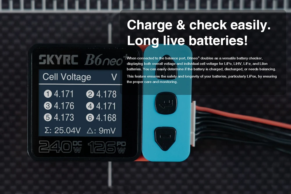 SKYRC B6neo / B6neo+ LiPo Battery Smart Balance Charger DC 200W PD 80W Input for RC Model Car Ship Boat Airplane