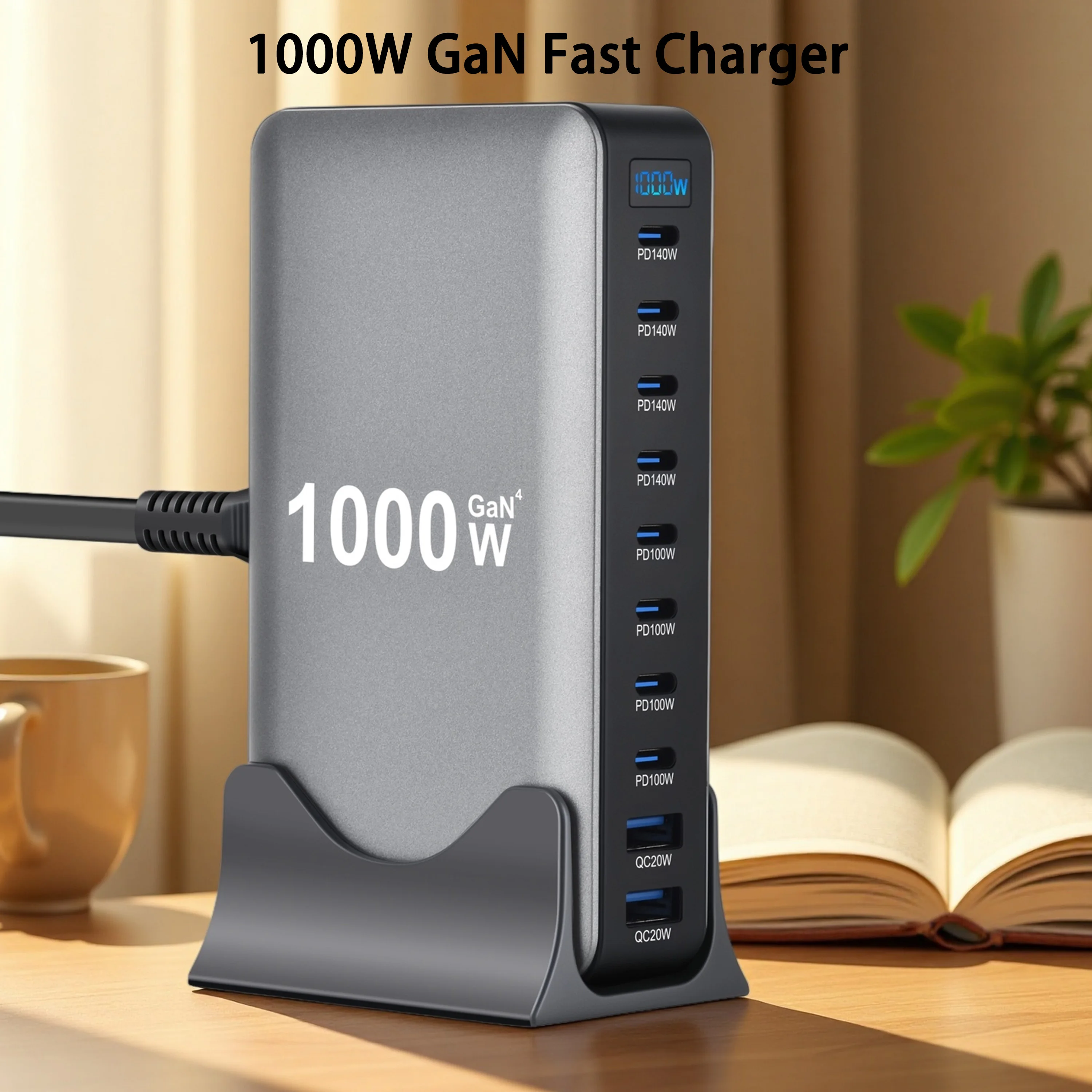 

New PD3.1 5C3A Fast Charging USB Type C 10 Port Desktop 1000W GaN Charger Station for Tablets Mobile Dropshipping Wholesale