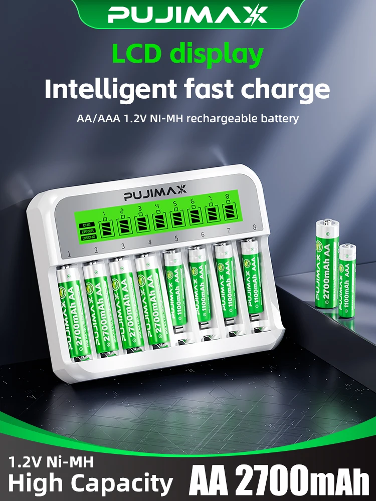 Akumulator PUJIMAX Ni-MH o dużej pojemności 1.2V AA&AAA 2700mAh 1100mAh do zdalnego sterowania, myszy, zabawek elektrycznych — zdjęcie produktu 7