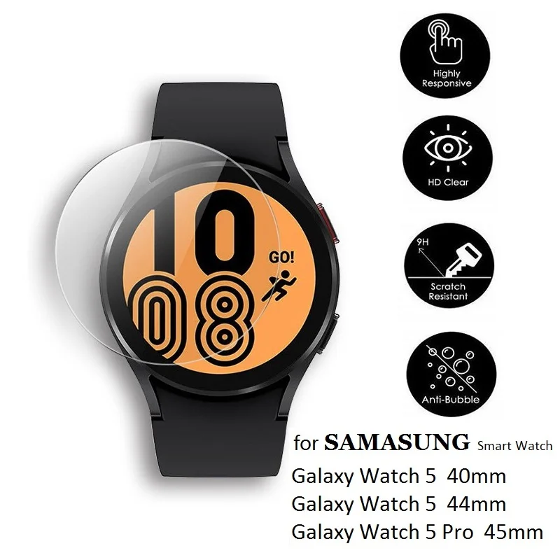ฟิล์มป้องกันหน้าจอนาฬิกาอัจฉริยะ5ชิ้นสำหรับ Samsung Galaxy Watch 5 Pro 45มม. Watch4 40มม. 44มม. กระจกนิรภัย
