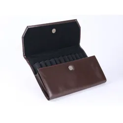 12 Brown Pencil Bag Pen Case for Fountain Pen, PU Holder Display Pouch Storage Large Capacity Waterproof Office Business Style