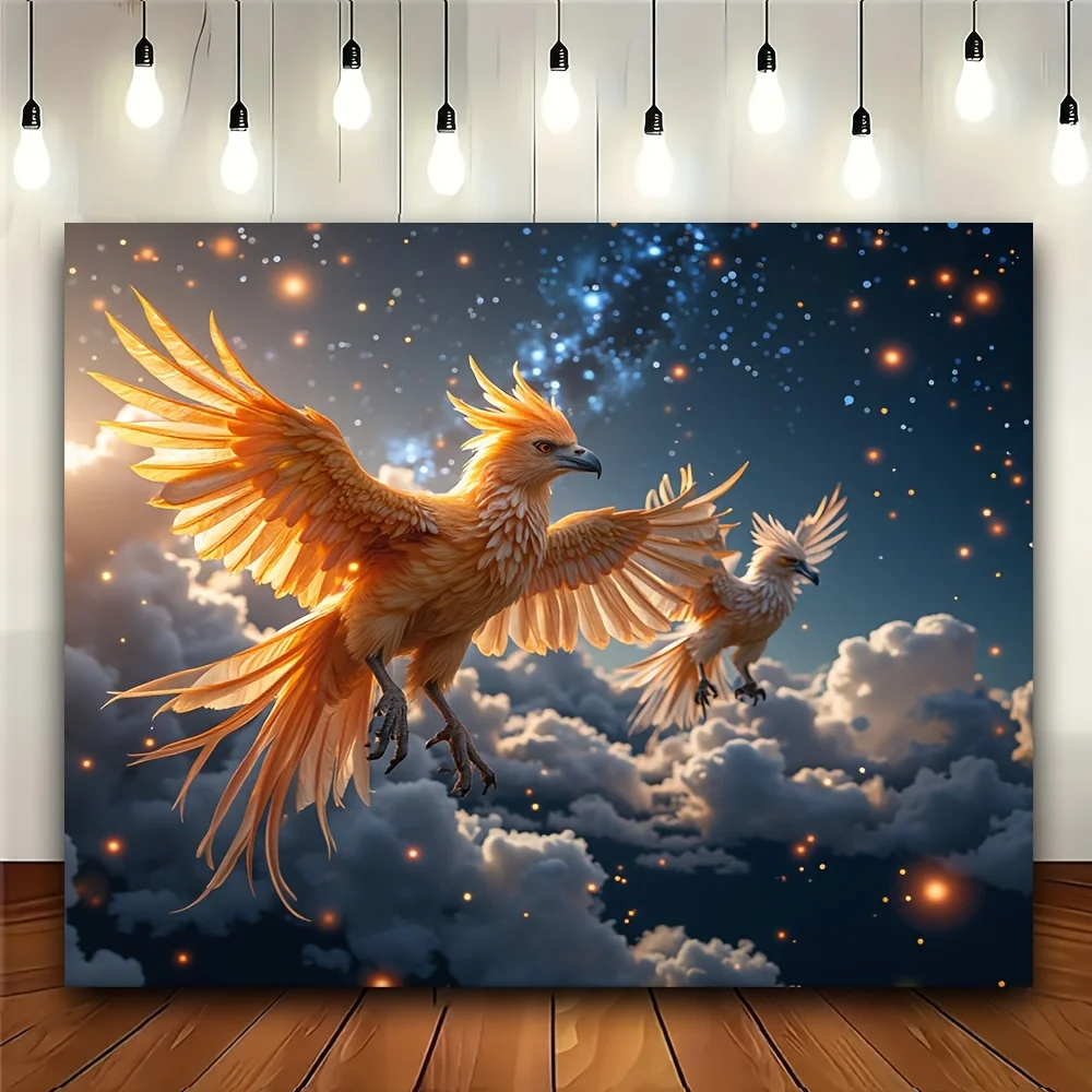 

Горизонтальный бархатный гобелен из персиковой кожи размеров в 3 размерах, украшение дома, плоский гобелен 2D, настенный декор, декор комнаты, Жар-птица и ледяная птица