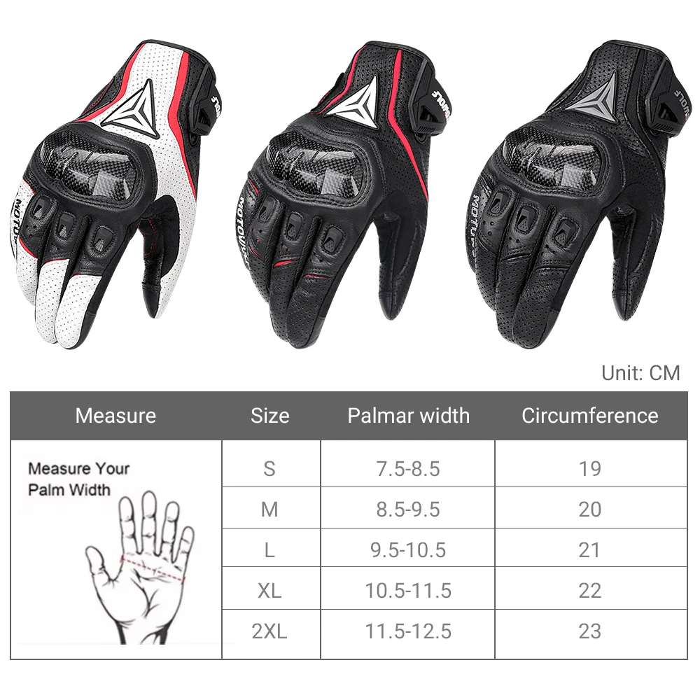 Carbon fiber Motorcycle Gloves Genuine Leather Motorcross Gloves Wearable Biker Motobiker Moto Protection