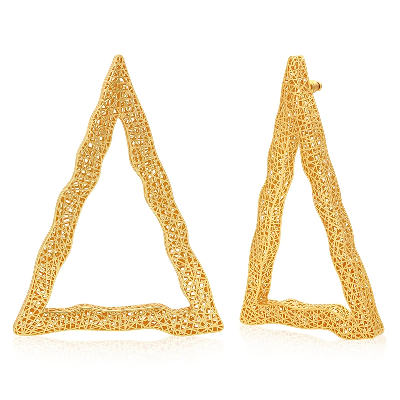 IVOG Geometrische hohle Dreieck-Ohrringe für Damen, Messing, goldfarben, übergroß, Statement-Ohrringe, Modeschmuck