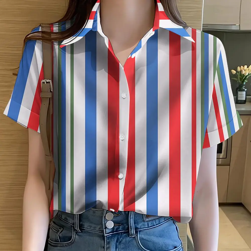 Camicia Donna Righe 3D Estiva Taglie Forti - alternate angle
