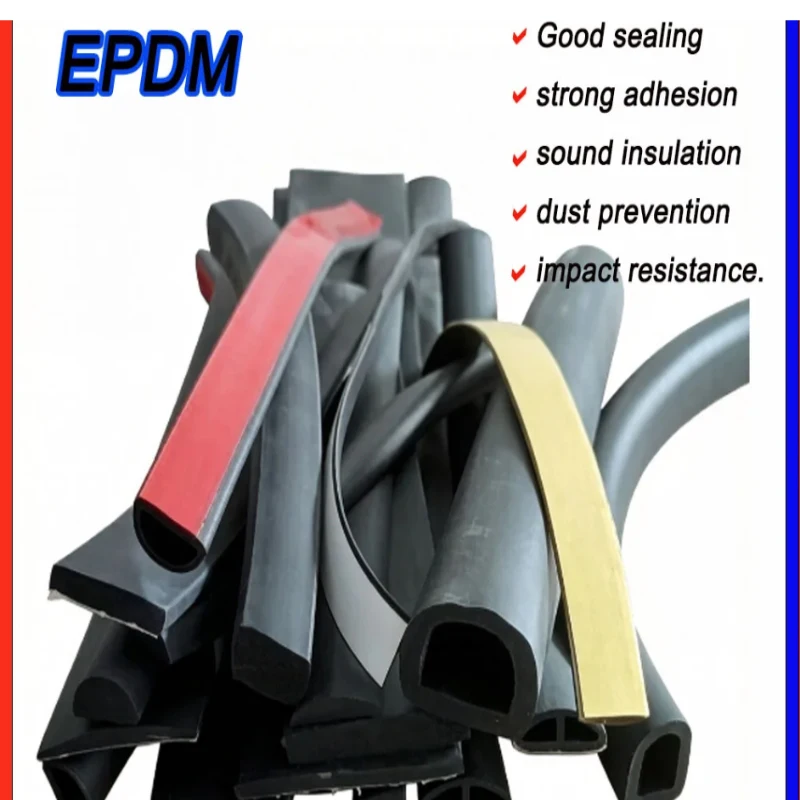 1PC D-Shaped Hollow Self-Adhesive Sealing Strip EPDM Foam Rubber Tape for Electrical Box Door Window