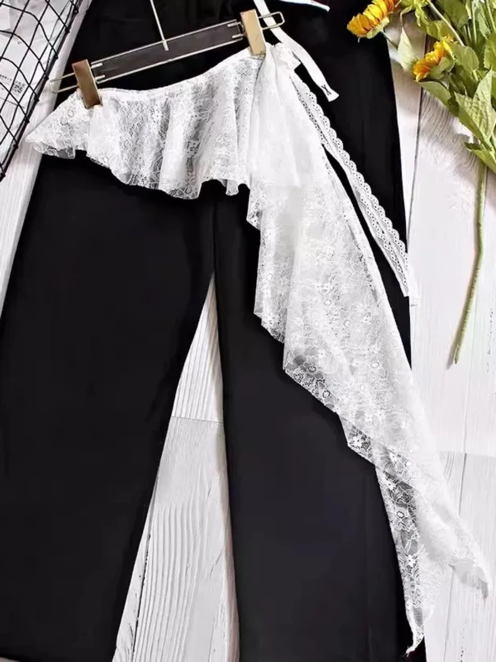 

Y2K Lace Mini Skirt Ladies Embroidered Flower High Waist Irregular Ruched See Through Lace Up Ruffles Street Party Skirts