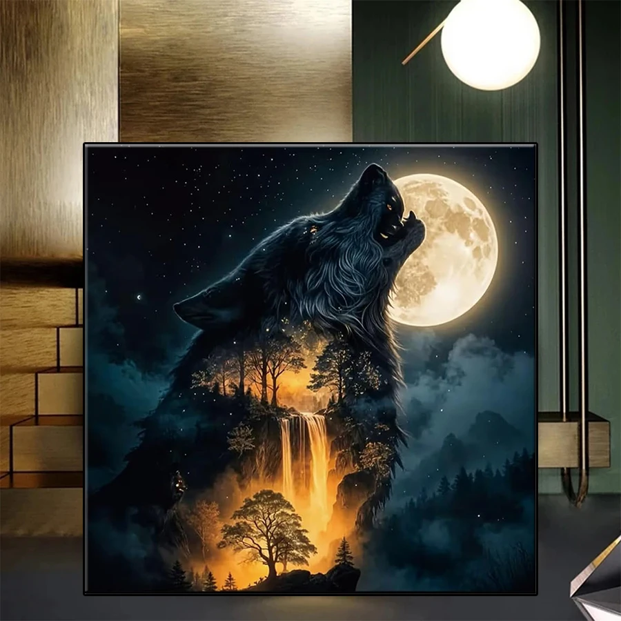 Diamond Painting Kit New Abstract Art Moon Night Animals Forest Wolves DIY Diamond Embroidery Mosaic Home Adult Decoration Gift