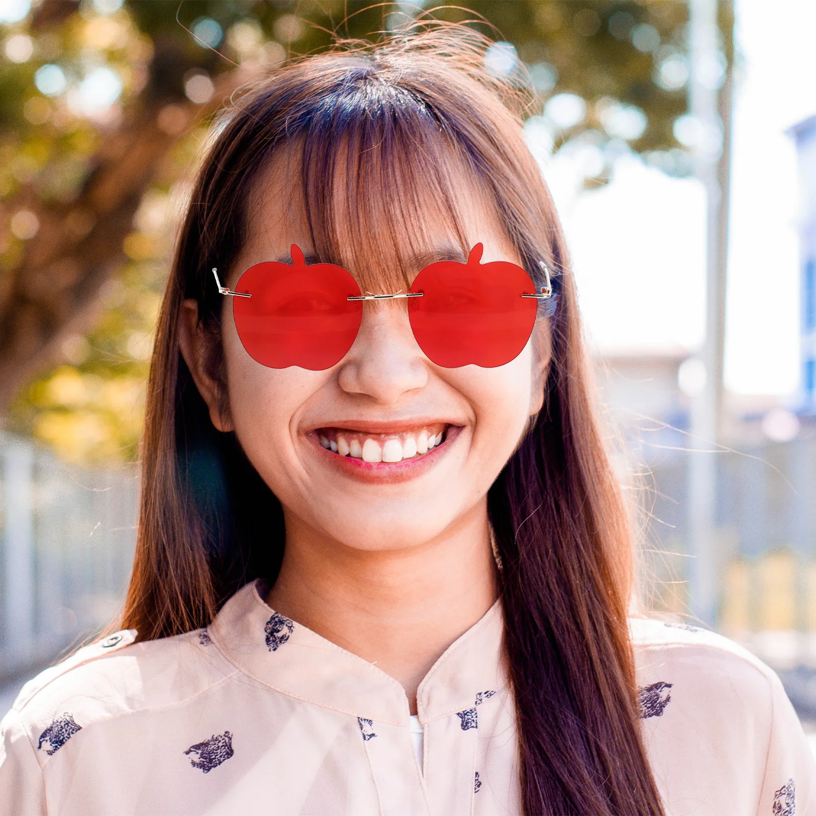 1 قطع أبل بدون شفة النظارات الشمسية مضحك حزب صور الدعامة الأحمر أزياء النظارات خفيفة الوزن دائم بدون شفة نظارات أزياء النظارات #3