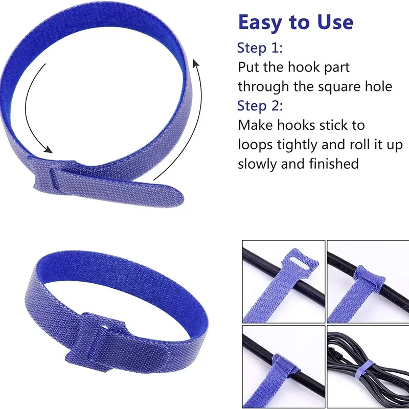 10/20/30Pcs Cable Ties Fastening Cable Cord Ties Reusable Cable Management Straps Hook Loop Organizer Wire Ties for Home Office