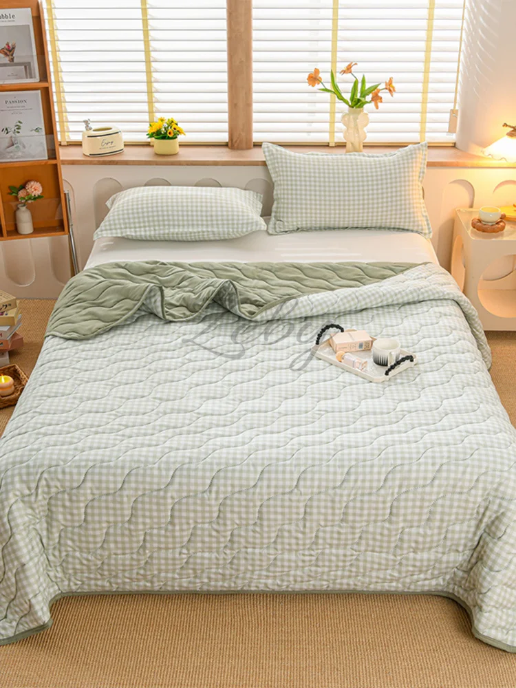 Breathable Quilted Summer Blanket Cooling Skin-friendly Comforter Soft Lightweight Quilt Well-vetilated Single Double  Duvet Set