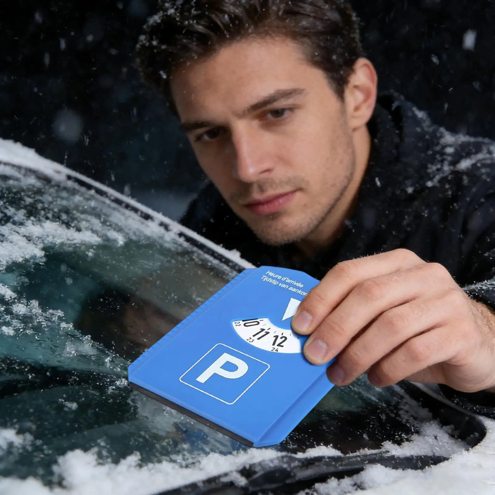 Ice Scraper Snow Brush for Car Windshield with Parking Timer Tread Gauge Window Cleaner for Winter Vehicle Truck Frost Removal