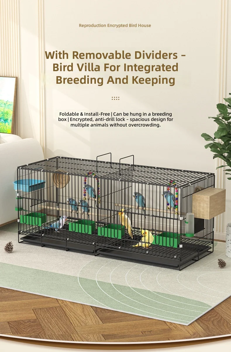 Indoor Bird Cage with Dividers, Stackable Breeding Aviary, Small Parrot House, Portable Pet Home