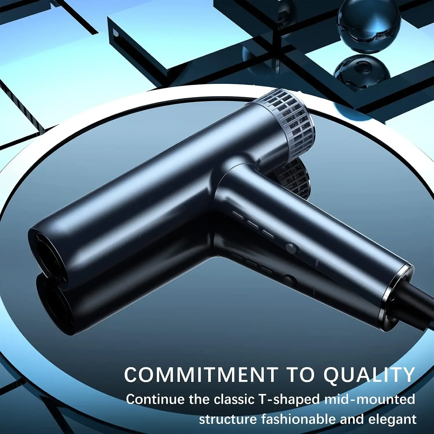 Brushless Motor Ionic Hair Blow Dryer with Diffuser, Magnetic Nozzles, 0.83Pound, 2000W, 60dB, 3 Heat Settings & 3 Speed & Cold