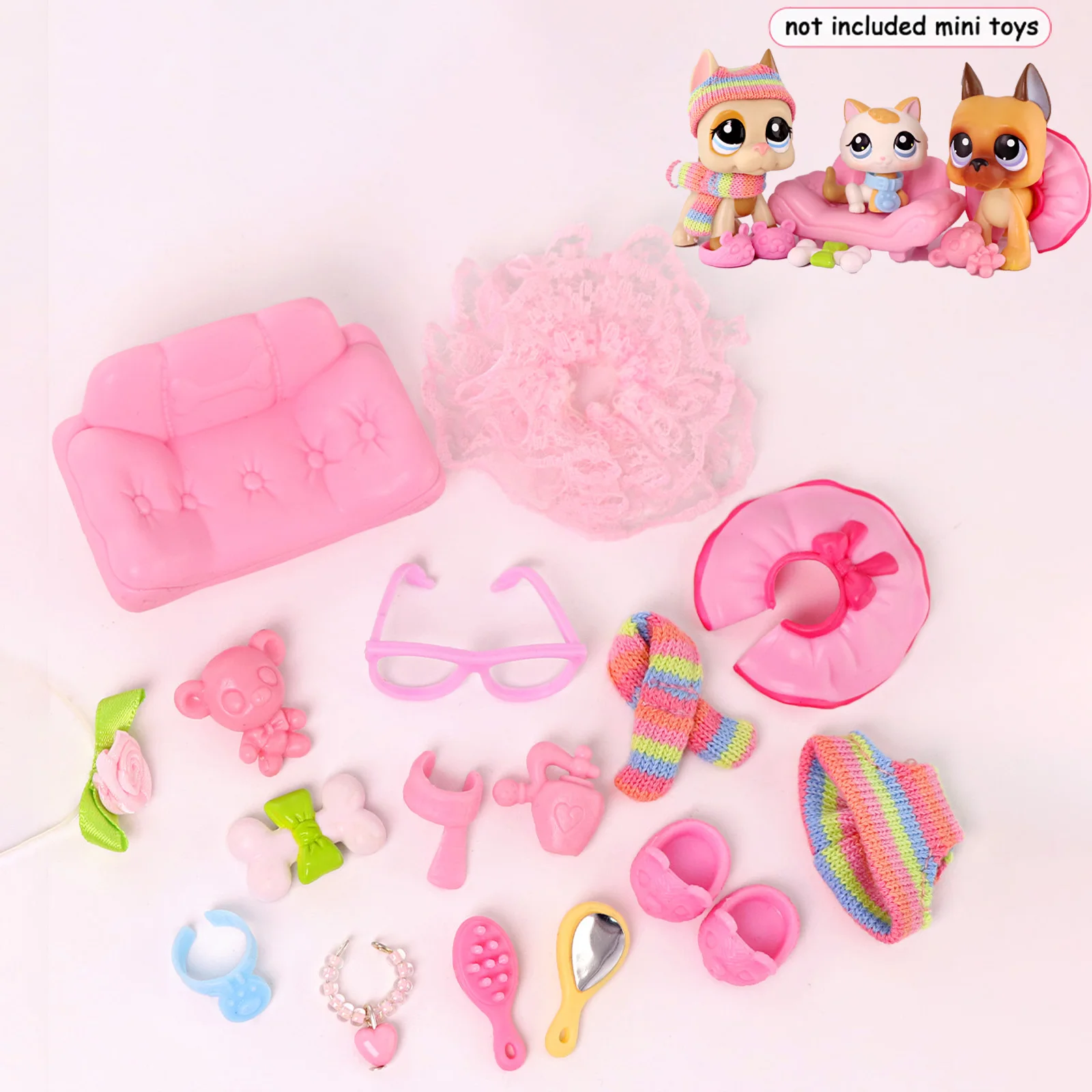 

17PCS LPS Minilpsshop Pet Shop Fixed Accessories Fit Cat and Dog Collie Dachshund Cocker Spaniel Cat Husky Puppy Toys