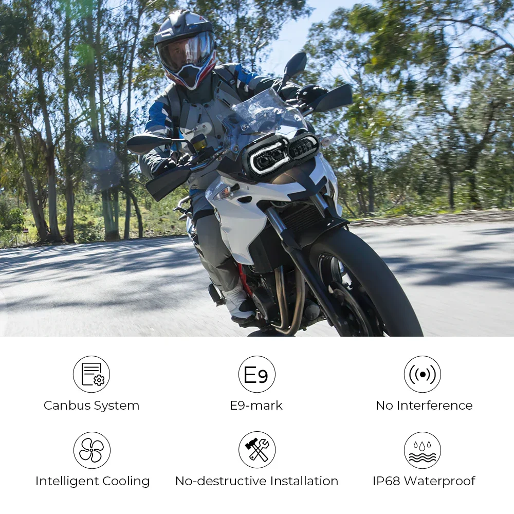 BMWモーターサイクル用LEDヘッドライト,F650gs f700gs f800gs用の完全なモーターサイクルライトキット