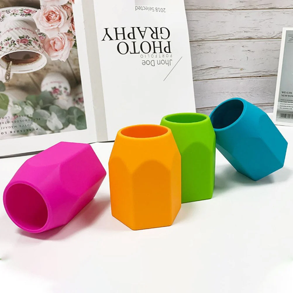 Silicone Pen Holder Pencil Container Desktop Stationery Organizer Multiple-use Desk Organizer for School Office (Orange)