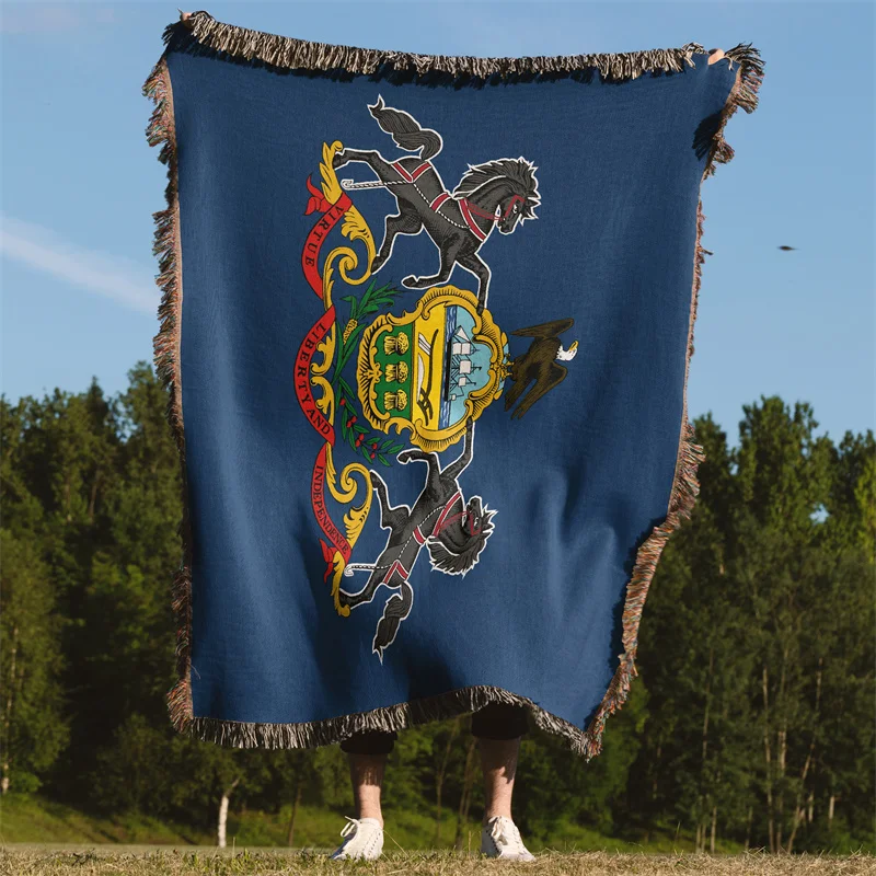 Aertemisi Pennsylvania United States of America Jacquard Fringed Woven Throw Blanket