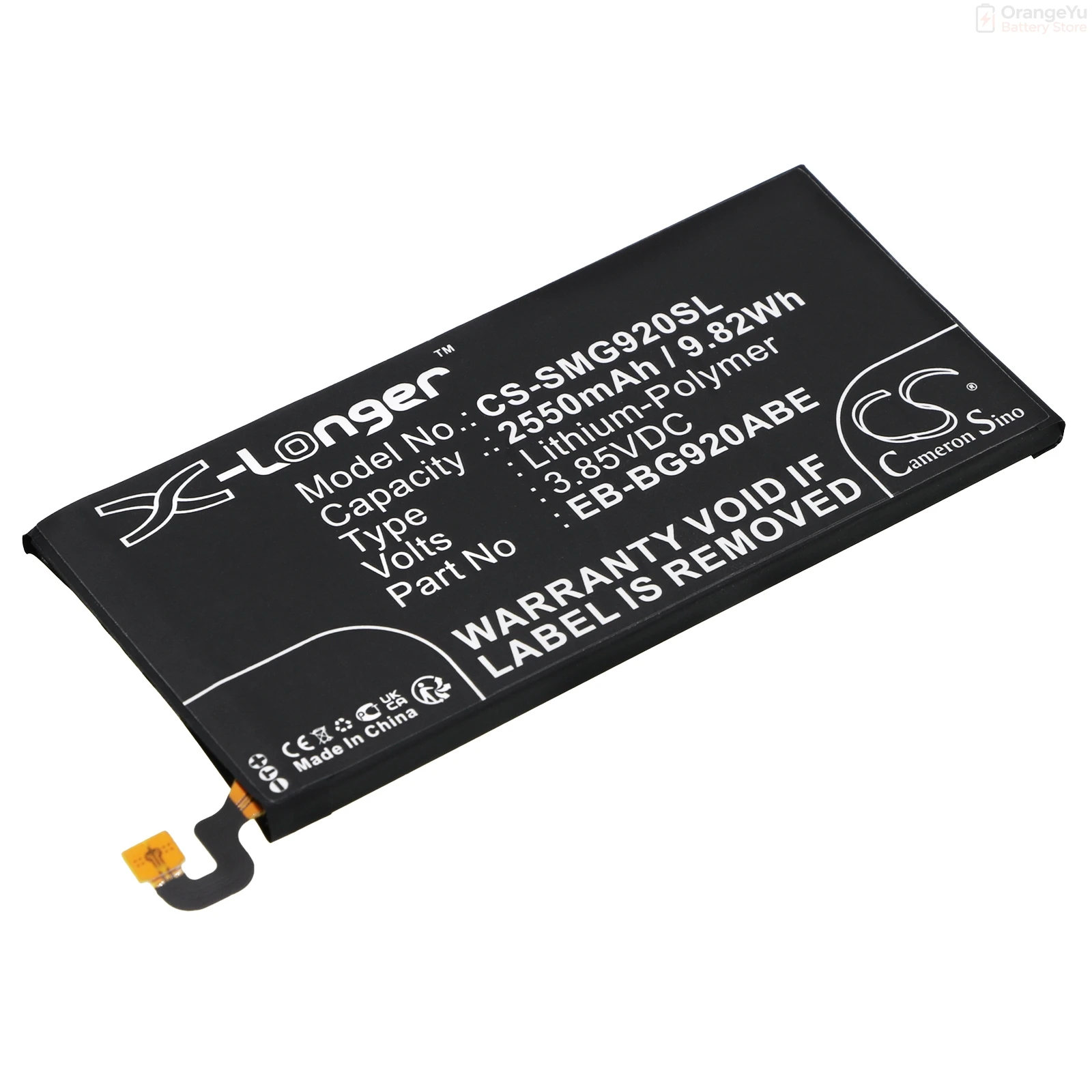 Replacement 2550mAh Battery EB-BG920ABE for Samsung Galaxy S6 SM-G920 G9200 G9208 G9209 G920A G920D  G920F G920P G920R G920S