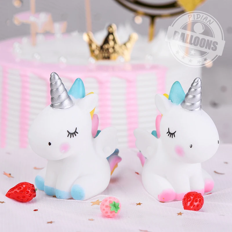 NEW Unicorn Cake Baking Decoration Birthday Cartoon Decor Micro Landscape Rainbow Horse Kitten Alpaca Flamingo Animal Crafts