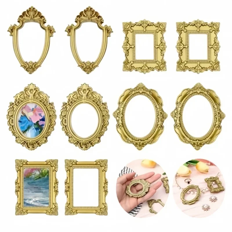 10 pièces de mini cadres photo vintage en résine, style baroque élégant ...