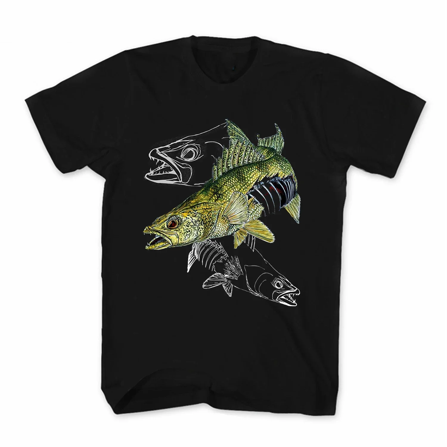 

Подарочная футболка Walleye Perch Skeleton Anglers Fishing Fisherman, 100% хлопок, повседневная мужская футболка с круглым вырезом и короткими рукавами, размер S-3XL